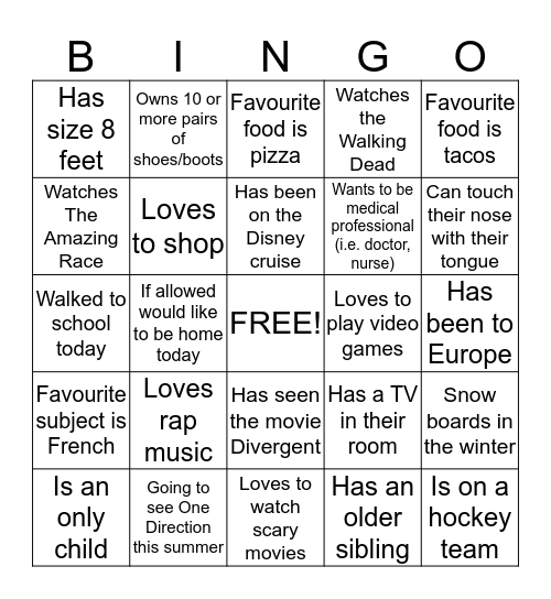 Hello Bingo Card