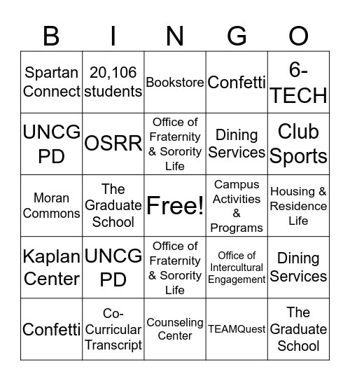 CONNECT Resources Bingo Card