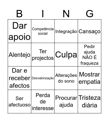 Saúde Mental Bingo Card