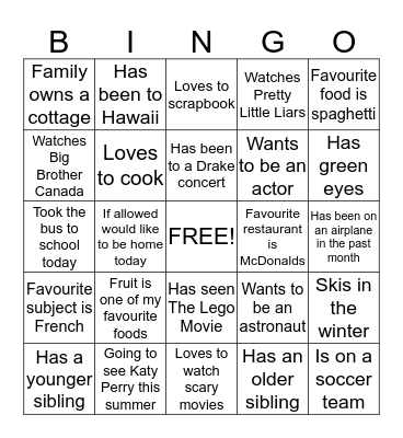 Hello Bingo Card