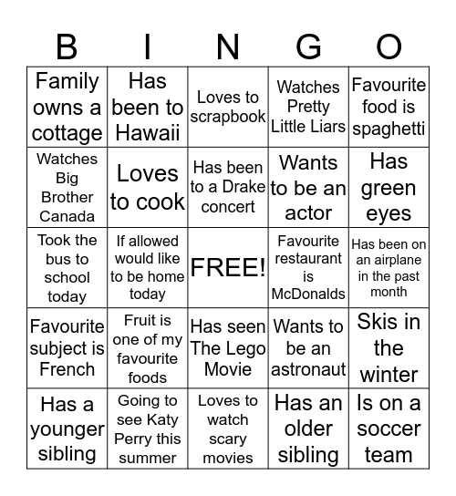 Hello Bingo Card