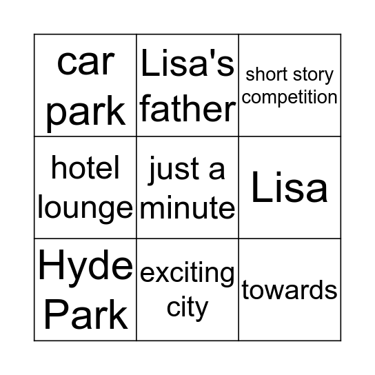 Lisa Goes To London Bingo Card