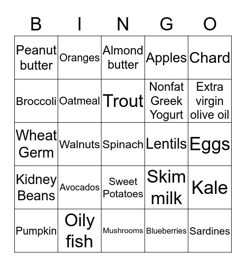 SUPER FOODS Bingo Card