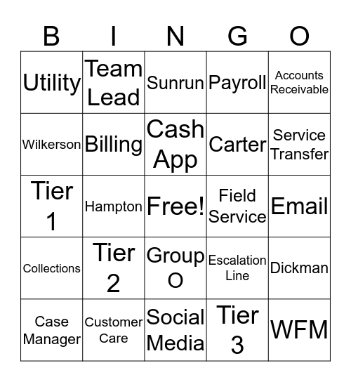 Sunrun Bingo Card