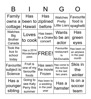 Hello Bingo Card