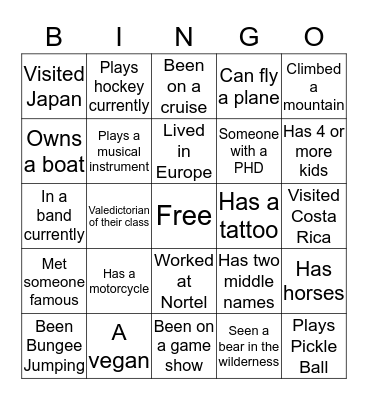 Calian's getting to know you bingo!! Bingo Card