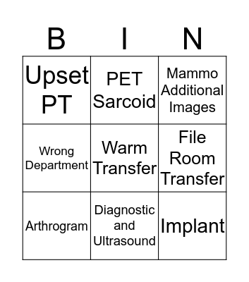 Radiology Bingo Card