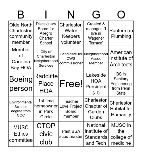 Who's Who?  Bingo Card