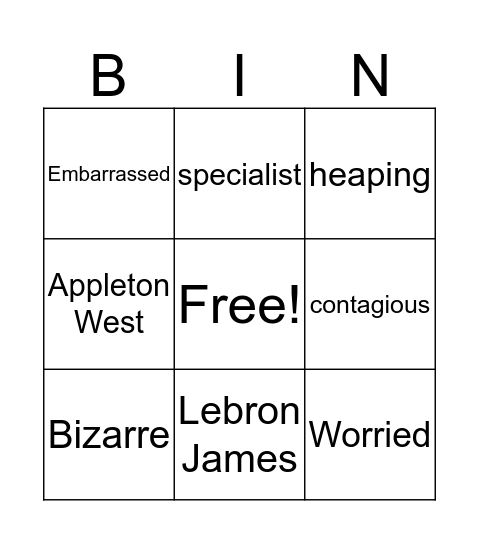 A Bad Case of Stripes Bingo Card