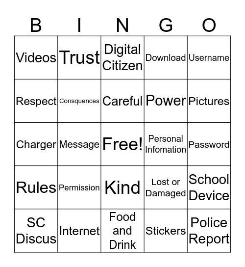 Device Bingo Card