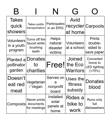 ESG Bingo Card