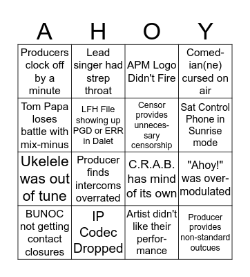 LFH Impairment Bingo Card