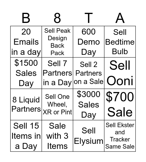 b8ta Bingo Card