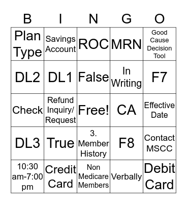 Terminations and Foundations Bingo Card