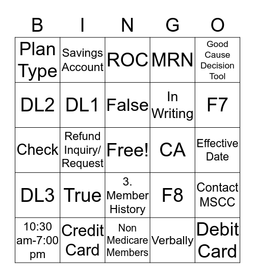 Terminations and Foundations Bingo Card