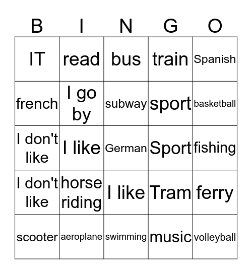 transport, sbjtecs, h/bies 1 Bingo Card