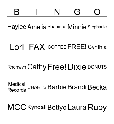 Me Rec BINGO Card