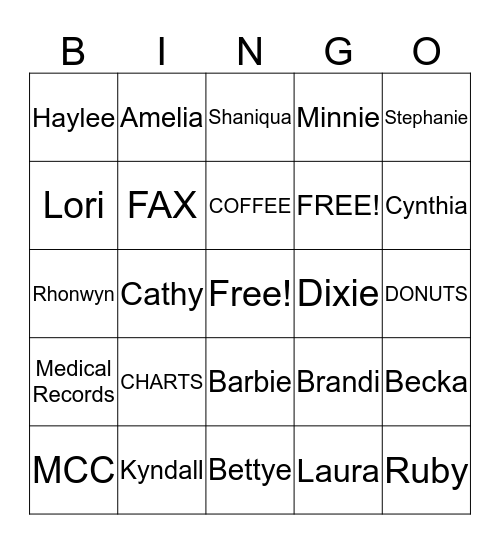 Me Rec BINGO Card