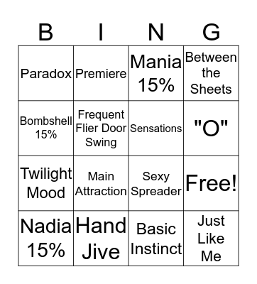 Pure Romance Bachelorette Bingo Card