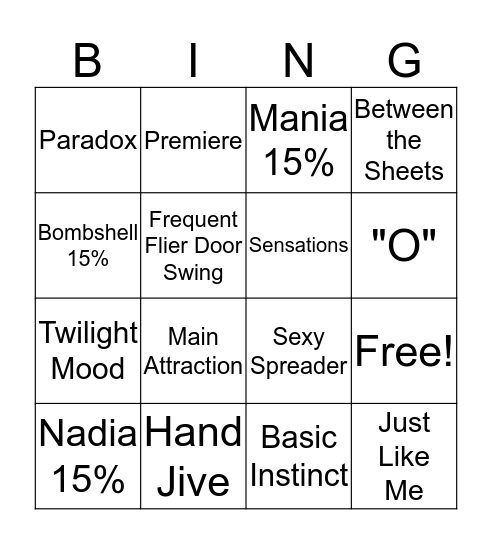 Pure Romance Bachelorette Bingo Card