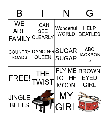 Musical Bingo Card
