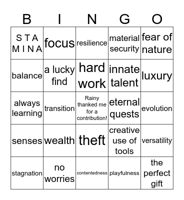 Tarot Bingo 9.16.2019 Bingo Card