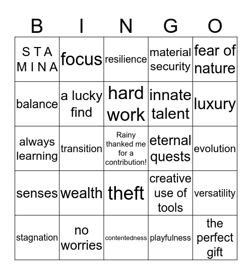 Tarot Bingo 9.16.2019 Bingo Card