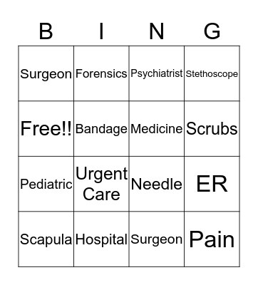 Health Science 2 Bingo Card