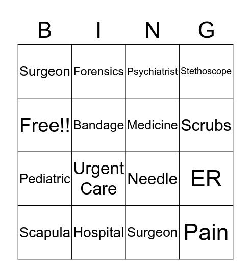 Health Science 2 Bingo Card