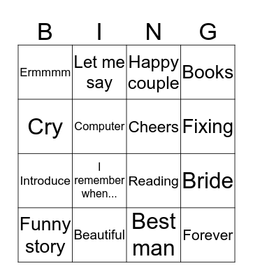 Wedding bingo Card