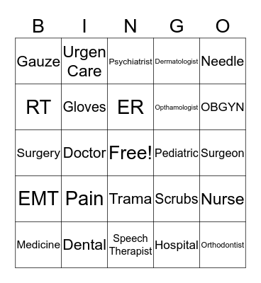 Health Science 2-Psychiatrist  Bingo Card