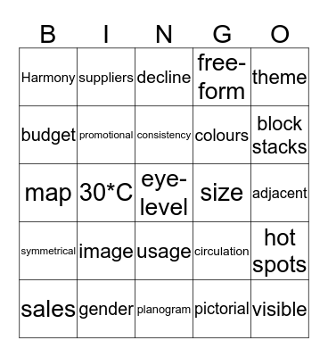 Unit 3 - Display Merchandise Bingo Card
