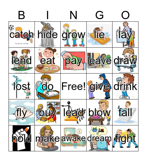 Irregular Verbs  Bingo Card