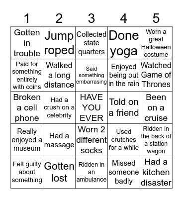 Yetter Trip 2019 Bingo Card