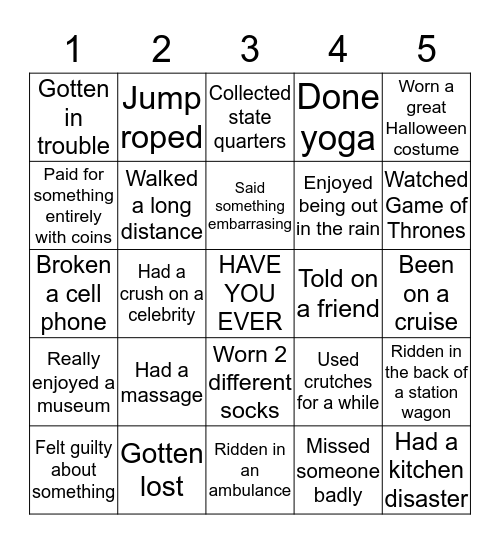 Yetter Trip 2019 Bingo Card