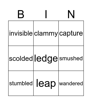 Vocabulary BINGO Card