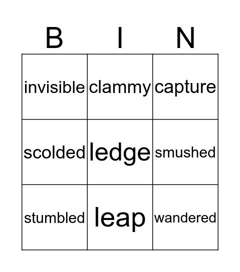 Vocabulary BINGO Card