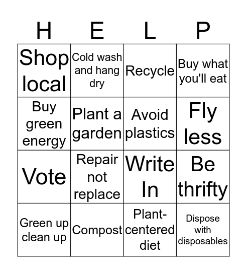 Bingo! Climate Solved Bingo Card