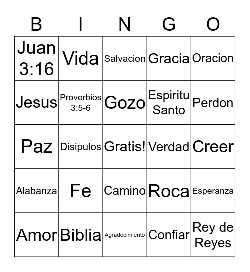 Jesus Bingo Card