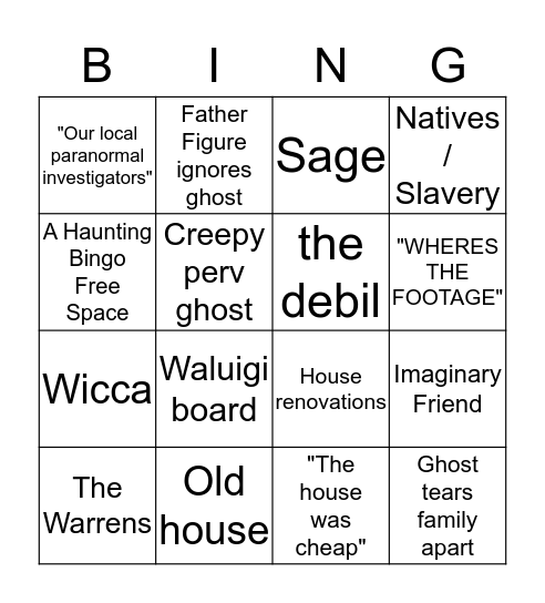 A Haunting Bingo Card