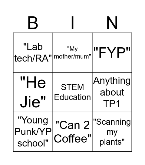 "WHAT DOMINIC SAYS" BINGO Card