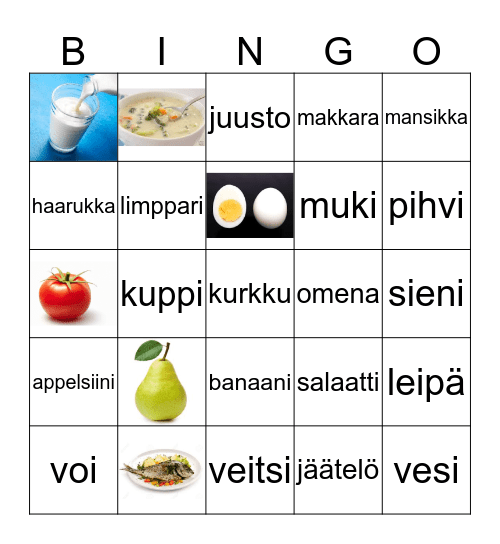 Mat och drycker Bingo Card