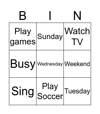 Busy Week Bingo Card