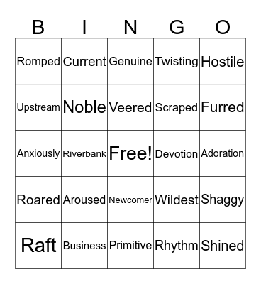 Call of the Wild Ch. 7 Bingo Card