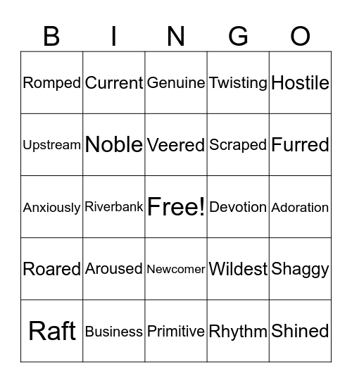 Call of the Wild Ch. 7 Bingo Card