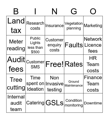 Opex Bingo Card
