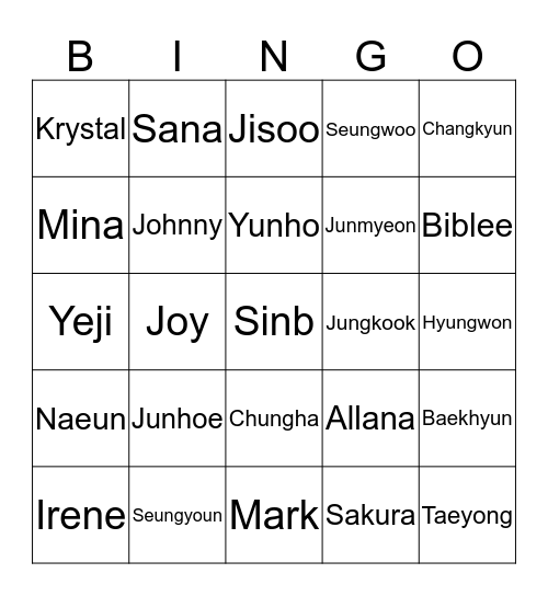 Irene's Card Bingo Card