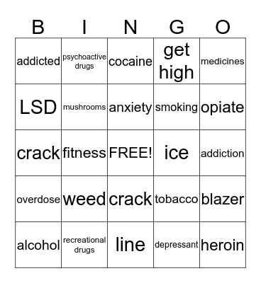 Medicines and Drugs  Bingo Card