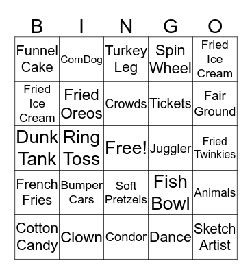 Carnival Bingo Card