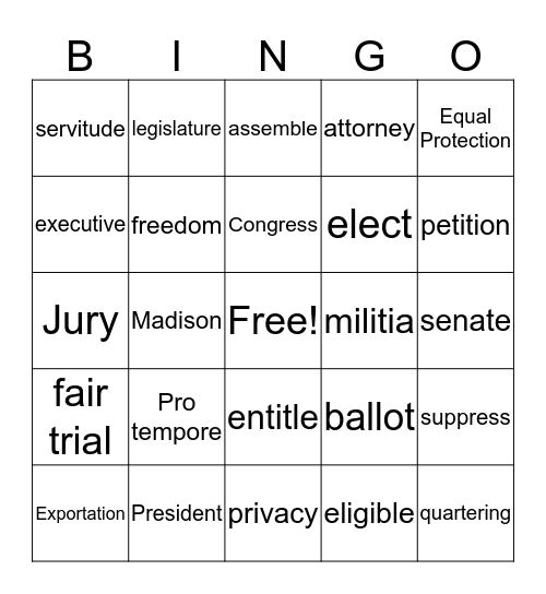 Constitution Bingo Card